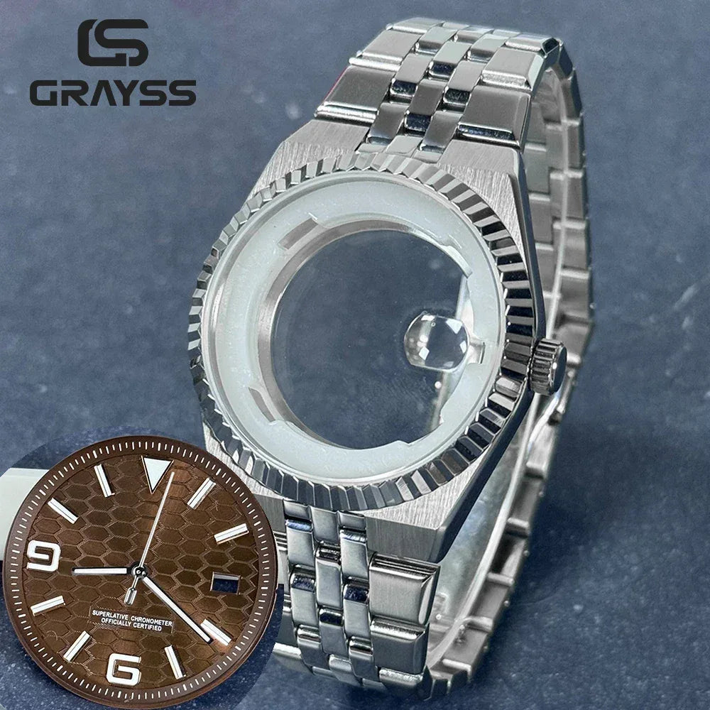 40mm Land-Dweller Watch Case & Dial Kit | Fits NH35 Miyota 8215 | 316L Stainless Steel Automatic Mechanical Case | Custom Iced Out Watch Base | Caratix - CaratixJewelry